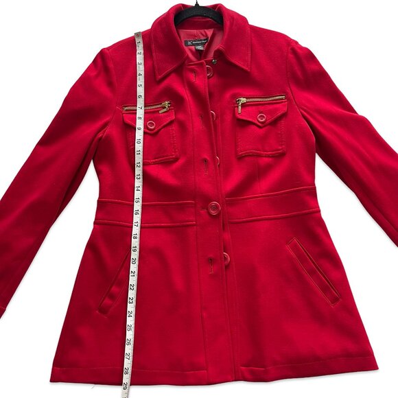 Red Stylish INC Coat with gold details Size Large. - Picture 9 of 15